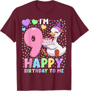 Silly Goose Birthday Shirt 9 | 9th Birthday Girl Goose T-Shirt - T-Shirt | Maroon