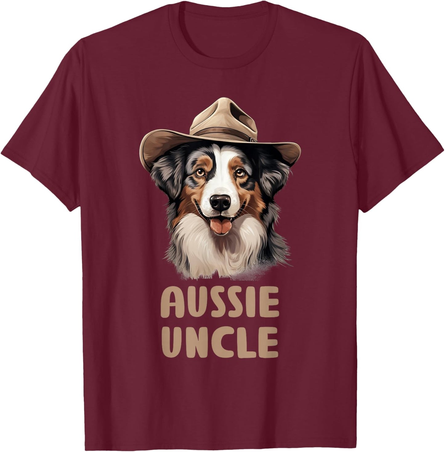 Aussie Uncle Dog Lovers Gift Australian Shepherd Owner T-Shirt - T-Shirt | Maroon
