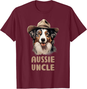 Aussie Uncle Dog Lovers Gift Australian Shepherd Owner T-Shirt - T-Shirt | Maroon