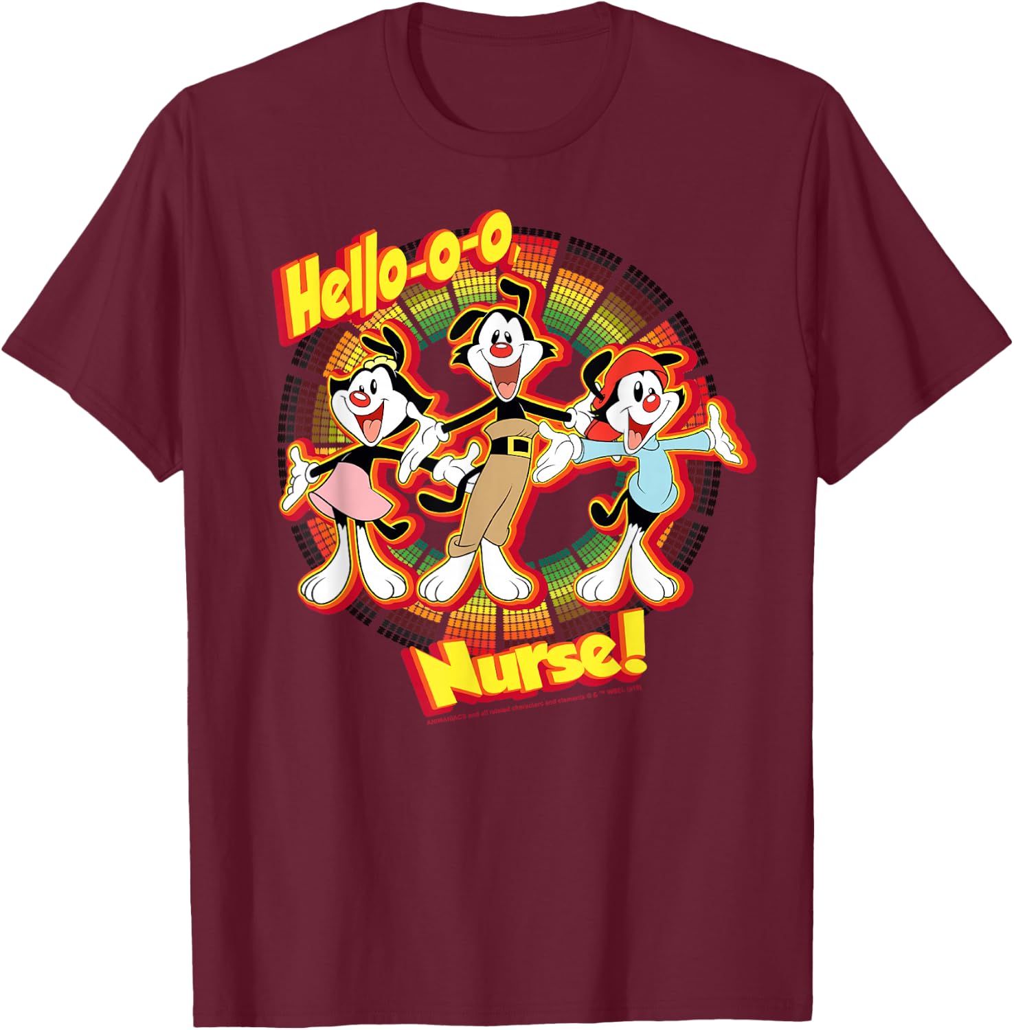 Animaniacs Group Shot Hello-o-o Nurse T-Shirt - T-Shirt | Maroon