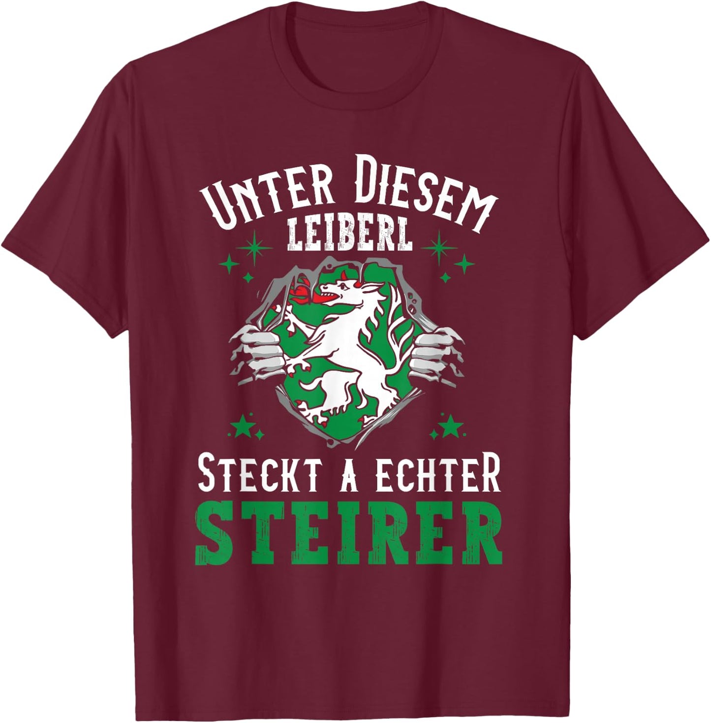Steiermark Steirisch Crest Leiberl for Real Steirer, black T-Shirt - T-Shirt | Maroon