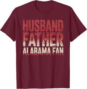 Husband, Father, Alabama Fan | Fathers Day Alabama Dad T-Shirt - T-Shirt | Maroon