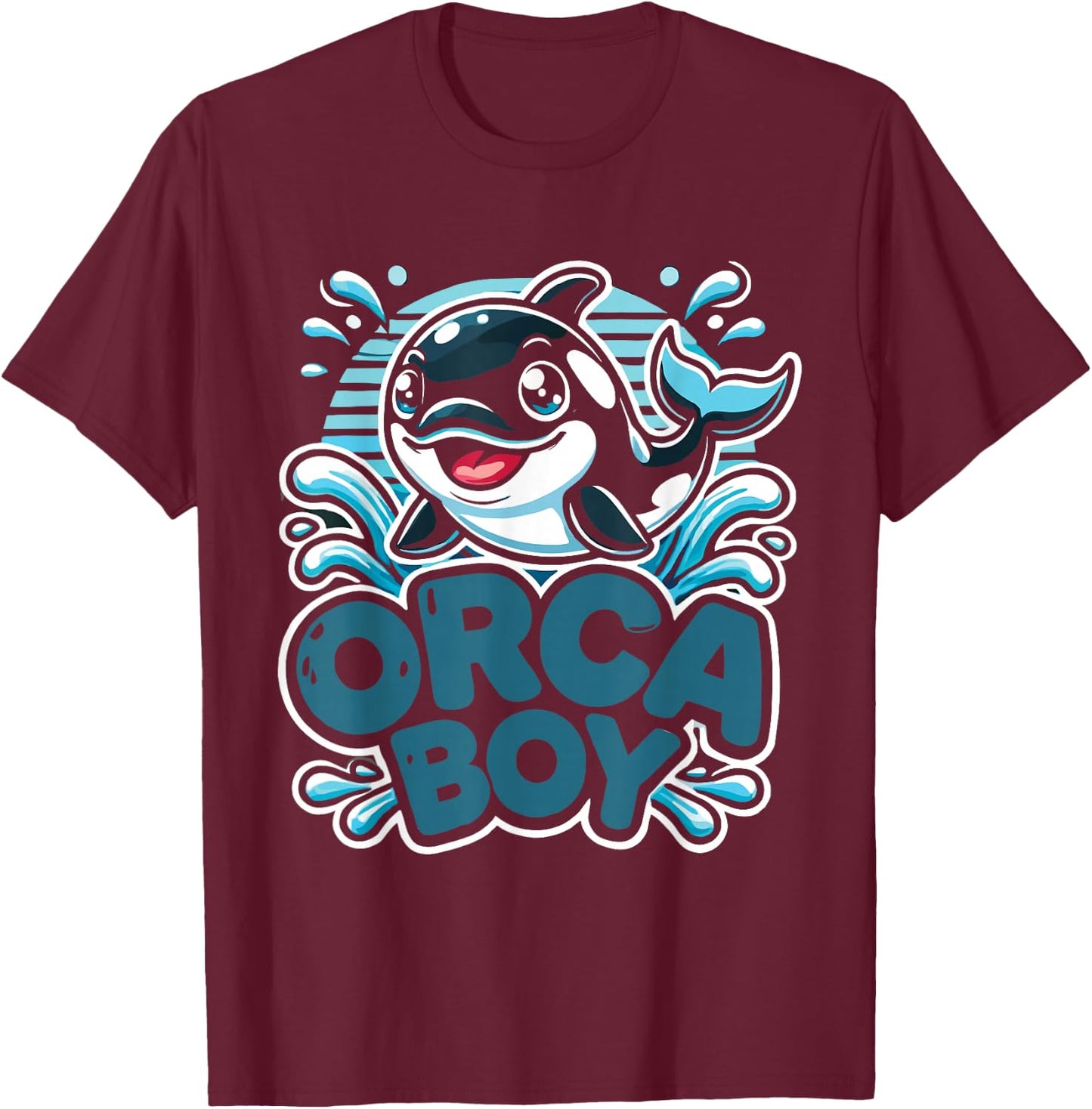 Funny Orca Cute Orca Toddler Boys Orcas - Black, Small T-Shirt - T-Shirt | Maroon