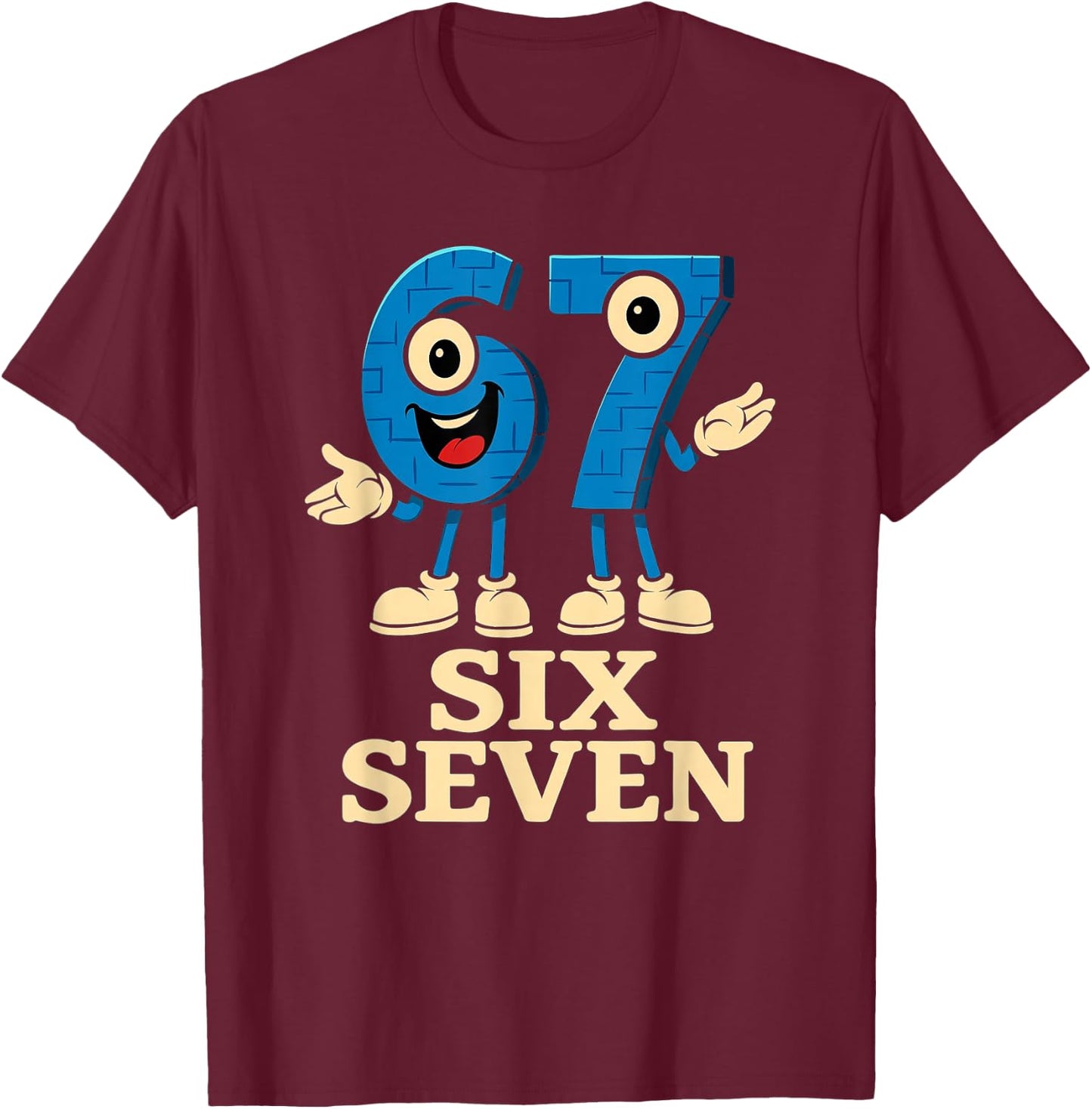 Kinder Meme 67 Six Seven 6 7 T-Shirt - T-Shirt | Maroon