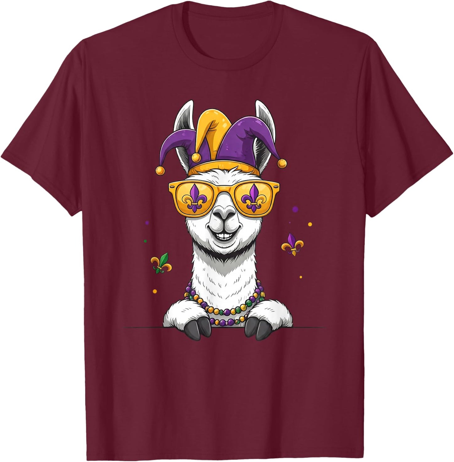 Funny Llama Mardi Gras Festival Carnival Kids T-Shirt - T-Shirt | Maroon