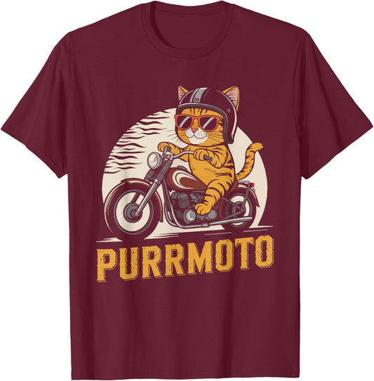 Motorbike Riders Biker Cat And Motorcycle Women T-Shirt - T-Shirt | Maroon