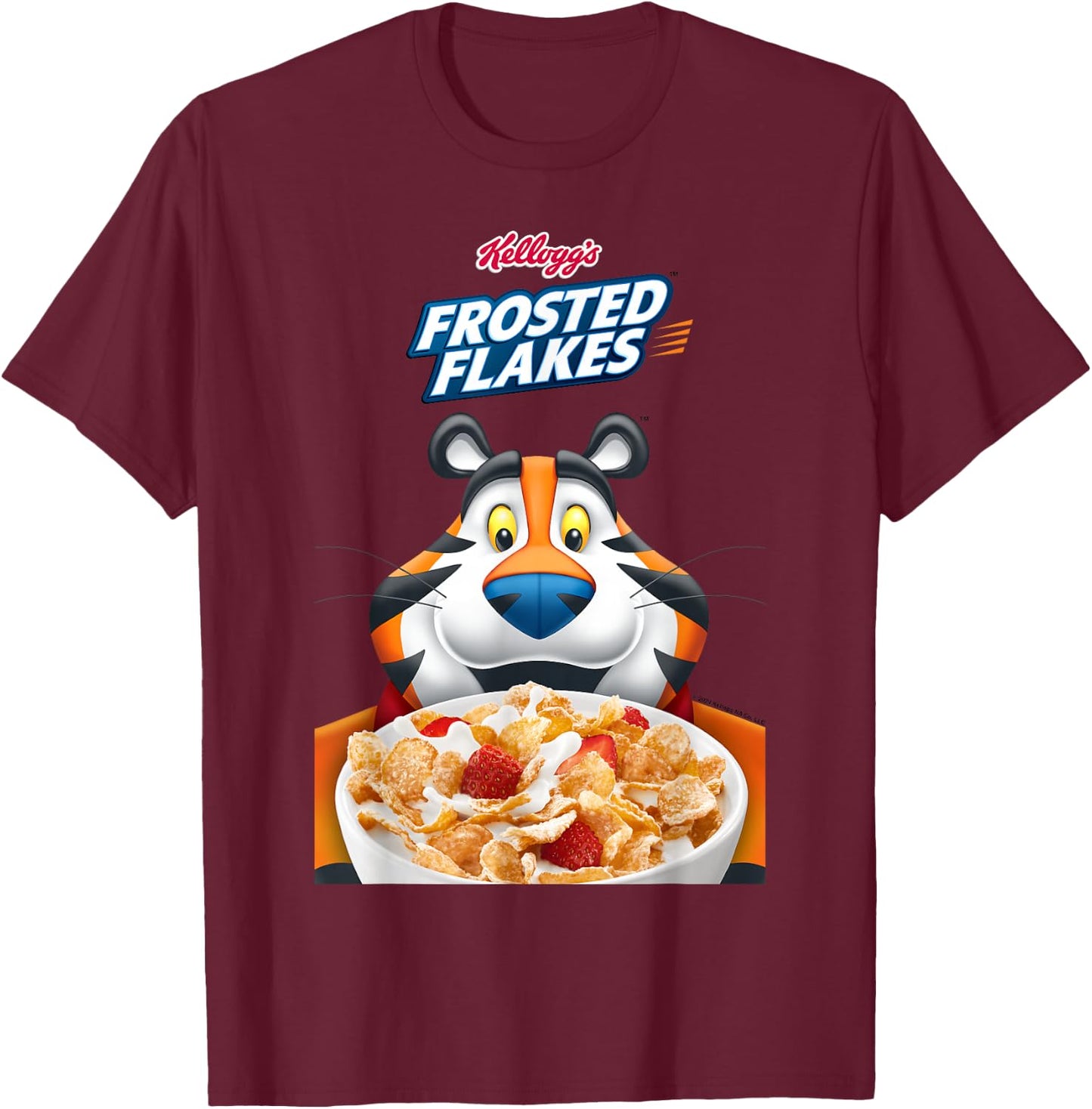 Kellogg's Frosties Tony the Tiger Frosted Cereal Bowl , Blue, S T-Shirt - T-Shirt | Maroon