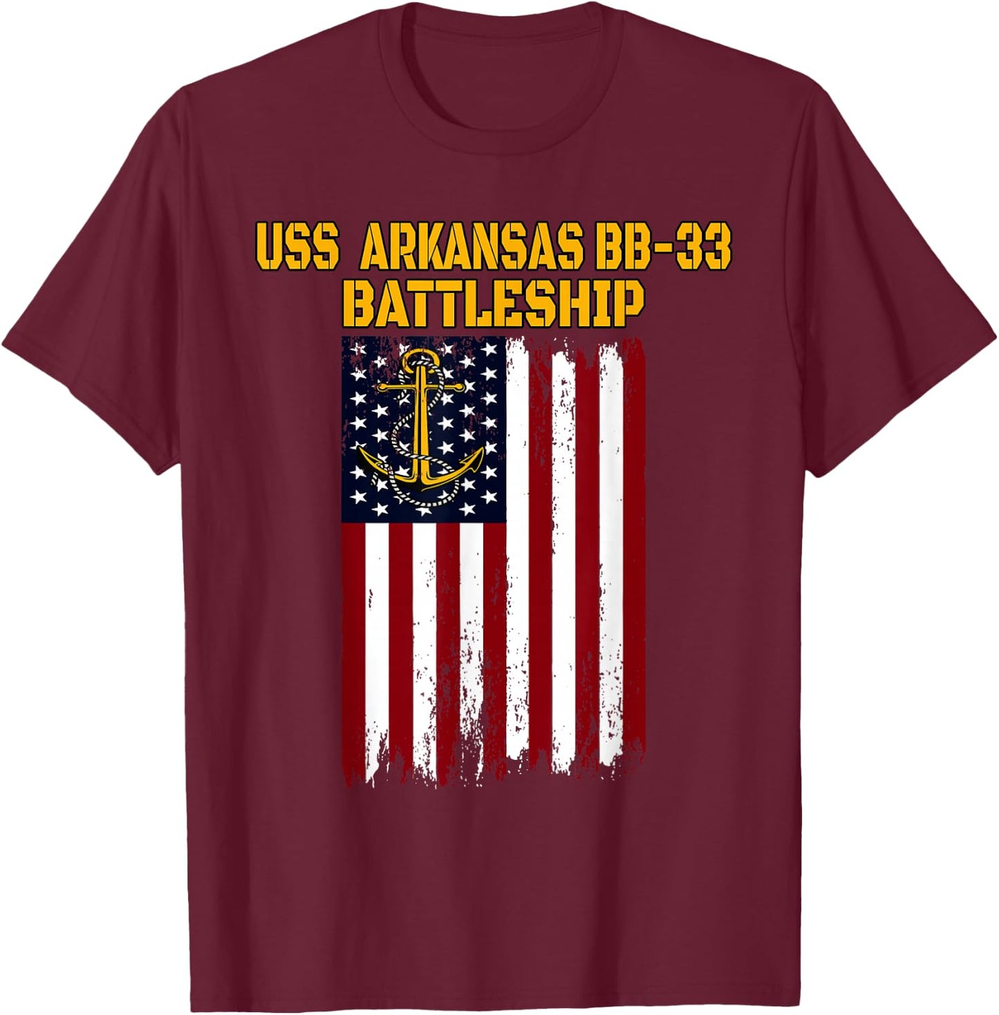 Battleship USS Arkansas BB-33 Warship Veteran Father Grandpa T-Shirt - T-Shirt | Maroon