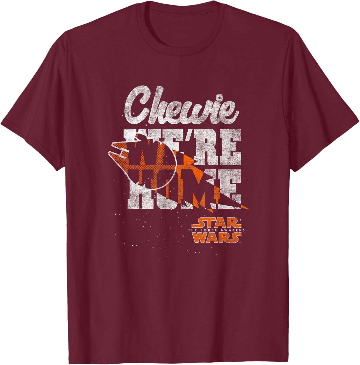 Star Wars: The Force Awakens Chewie We're Home Distressed T-Shirt - T-Shirt | Maroon