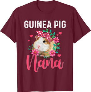 Guinea Pig Nana Cute Flowers Guinea Pig Nana Mother's Day T-Shirt - T-Shirt | Maroon