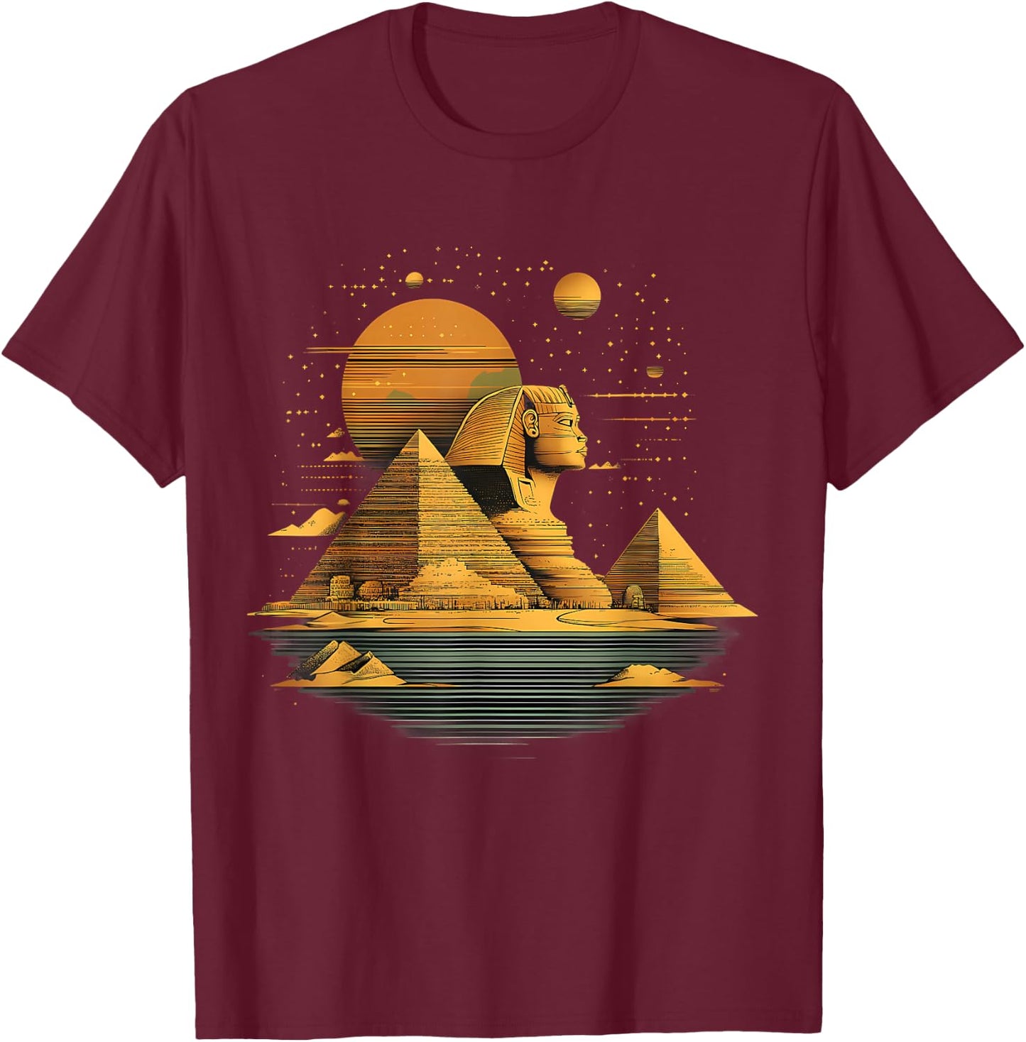 Égypte ancienne Pyramide Sphinx de Toutankhamon Mythologie de l'Égypte T-Shirt - T-Shirt | Maroon