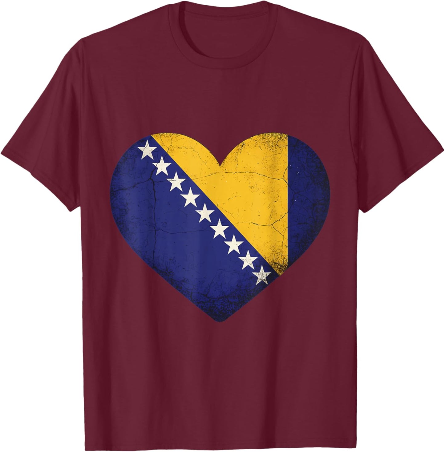 Bosnia Flag Heart Bosnia and Herzegovina Roots T-Shirt - T-Shirt | Maroon