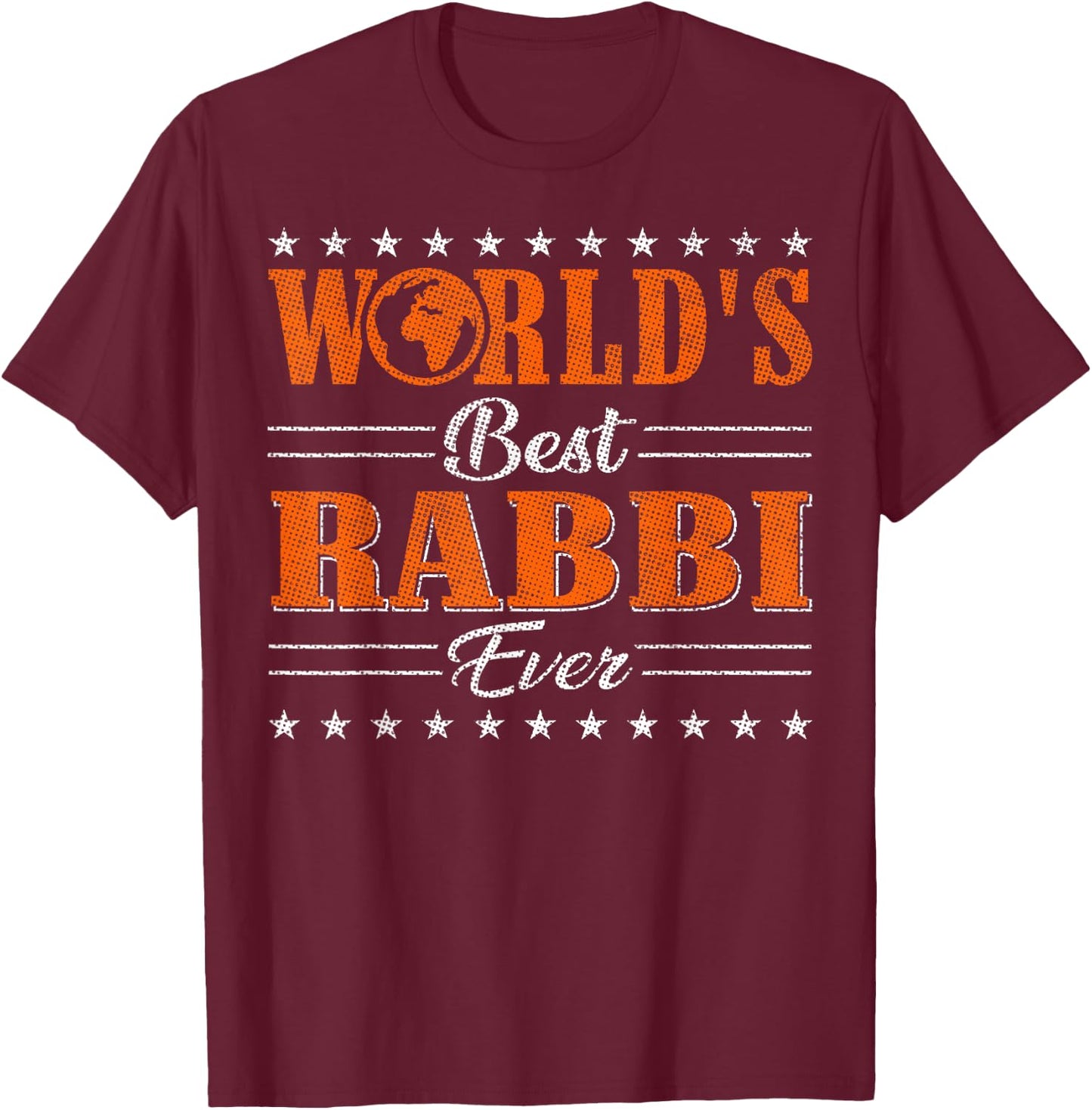 Retro Motif Worlds Best Rabbi T-Shirt - T-Shirt | Maroon