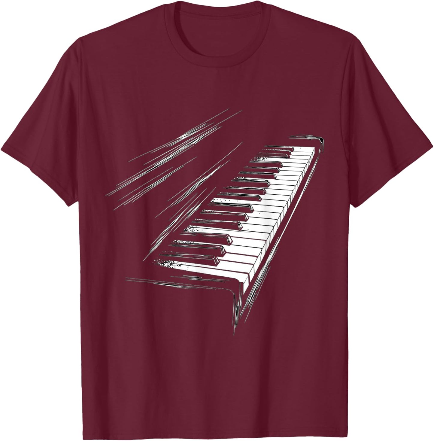 Keyboard Music Instrument Motif Art Keyboard T-Shirt - T-Shirt | Maroon