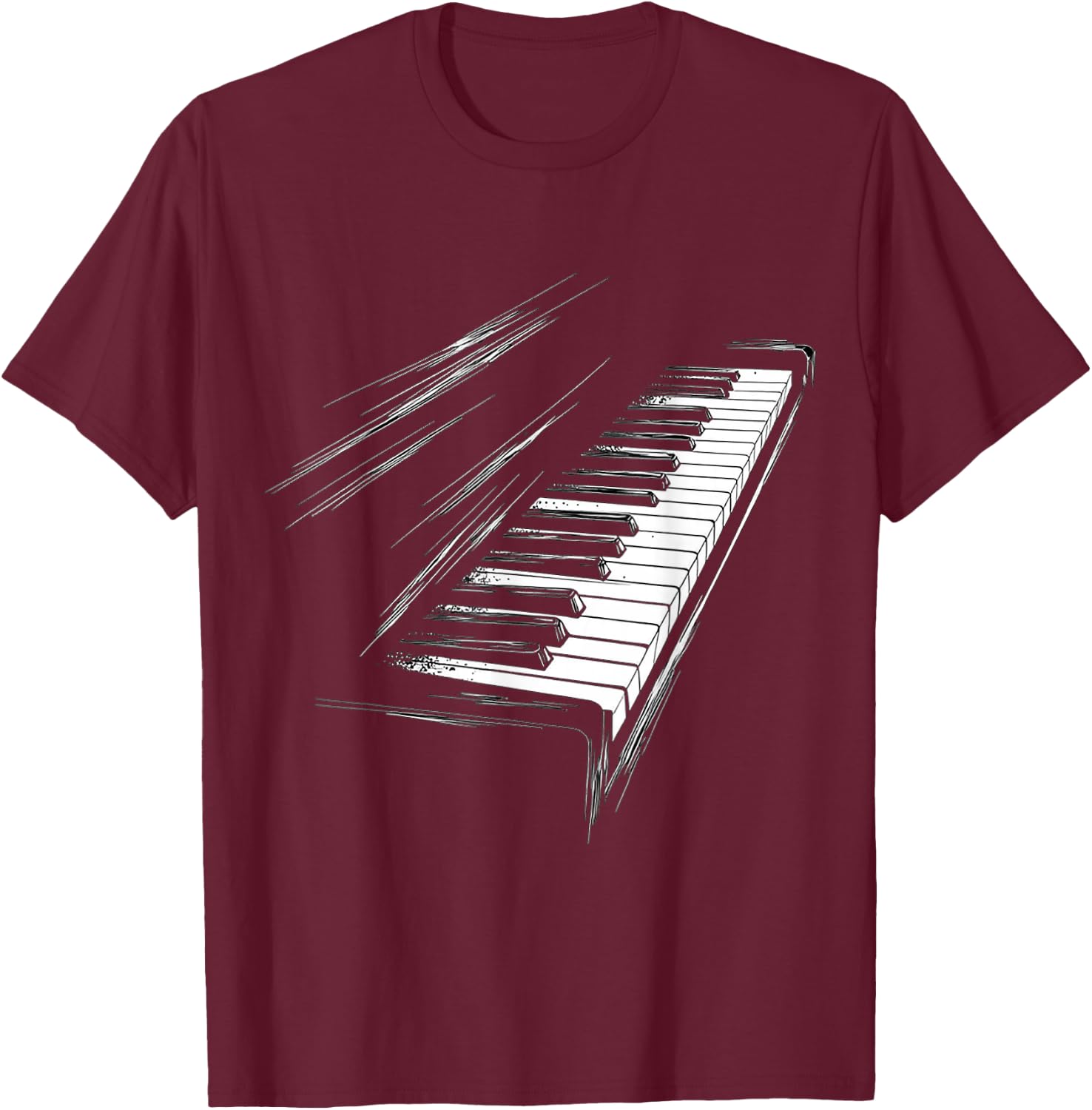 Keyboard Music Instrument Motif Art Keyboard T-Shirt - T-Shirt | Maroon