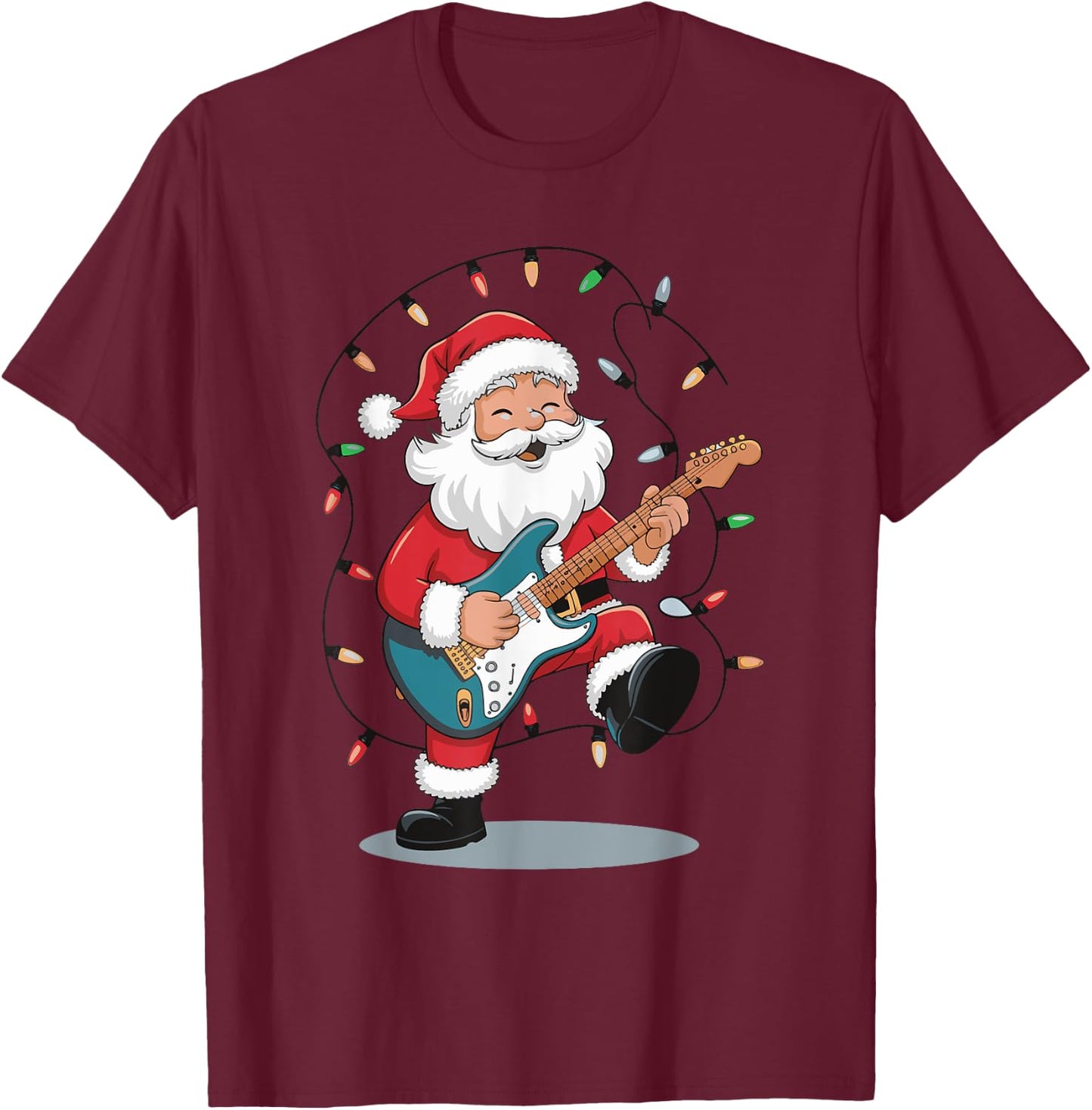 Santa Playing Guitar T-Shirt - T-Shirt | Maroon