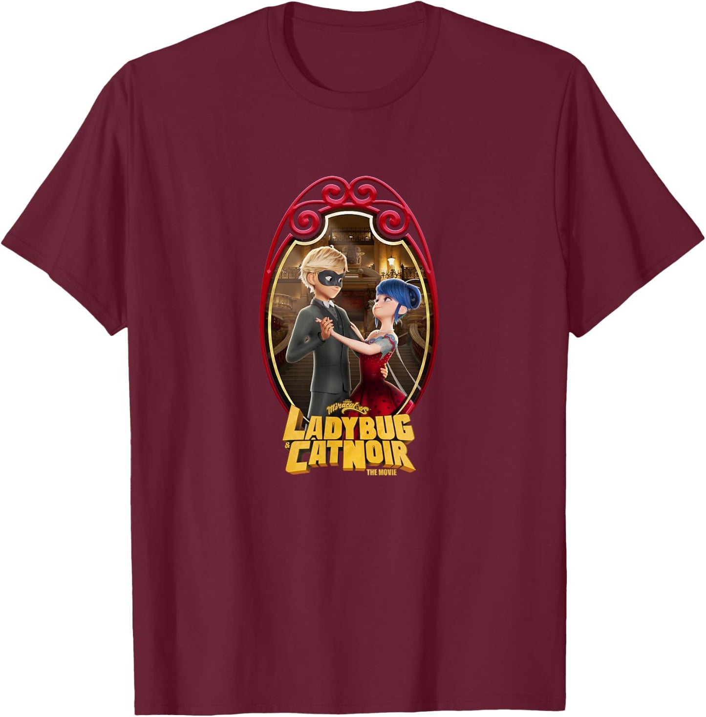 Miraculous Ladybug and Cat Noir The Movie Ball Dancing T-Shirt - T-Shirt | Maroon