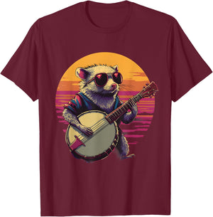 Banjo Possum Bluegrass Banjo Player Opossum Playing Banjo T-Shirt - T-Shirt | Maroon