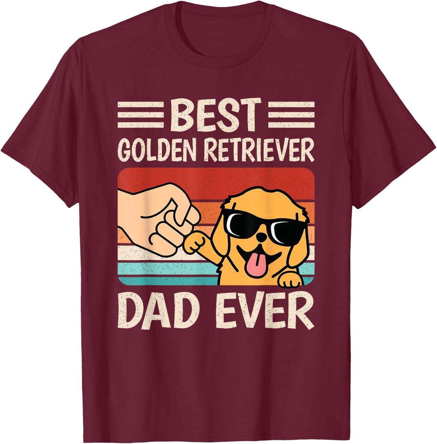 Best Golden Retriever Dad Ever Funny Dog Lover Retro Men T-Shirt - T-Shirt | Maroon