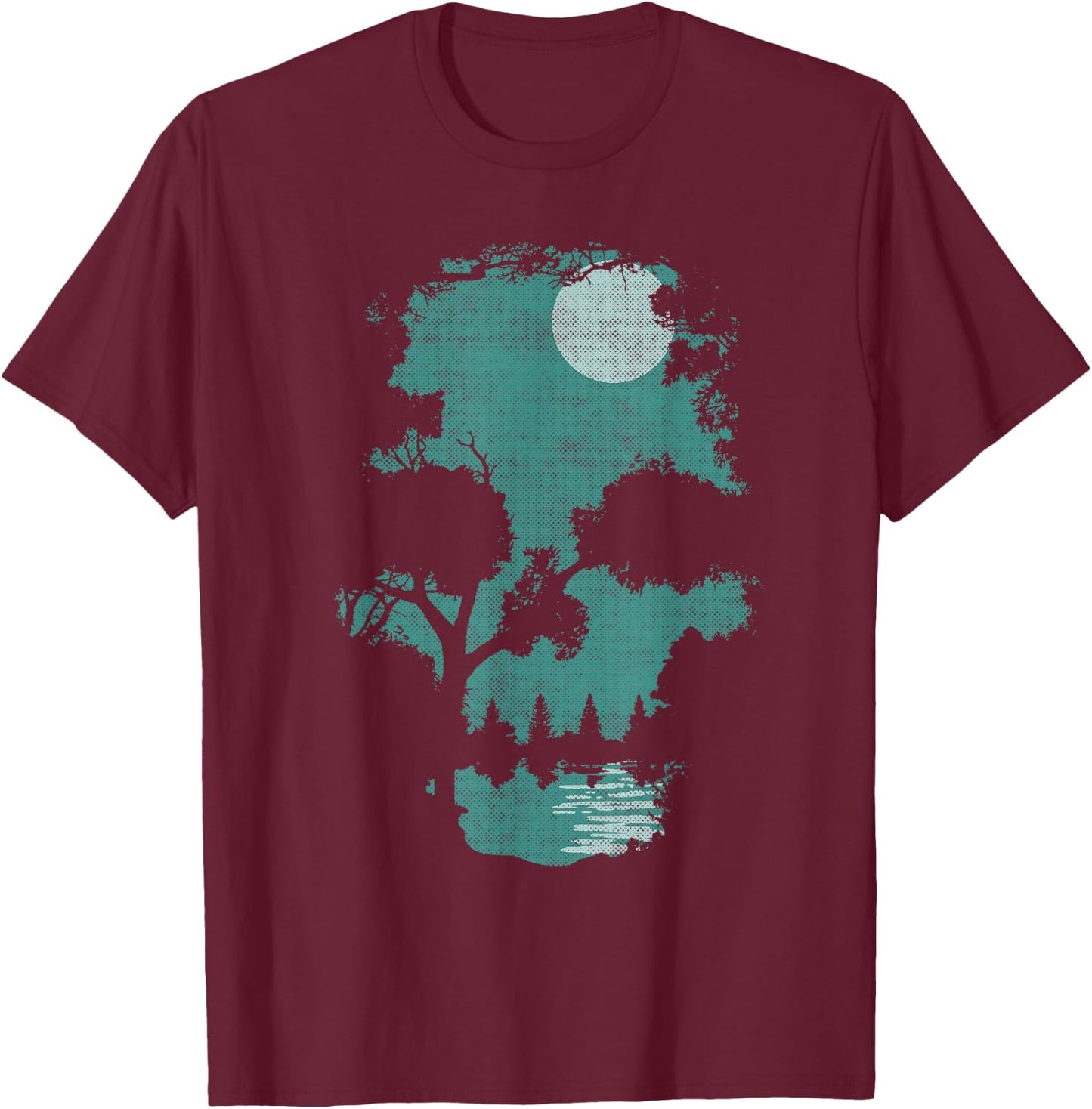 Halloween Wilderness Skull T-Shirt - T-Shirt | Maroon