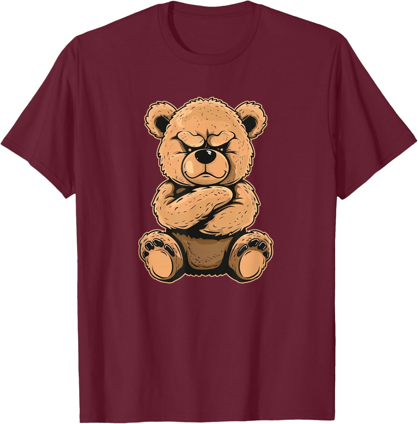 Grumpy Teddy Bear with crossed Arms Costume T-Shirt - T-Shirt | Maroon