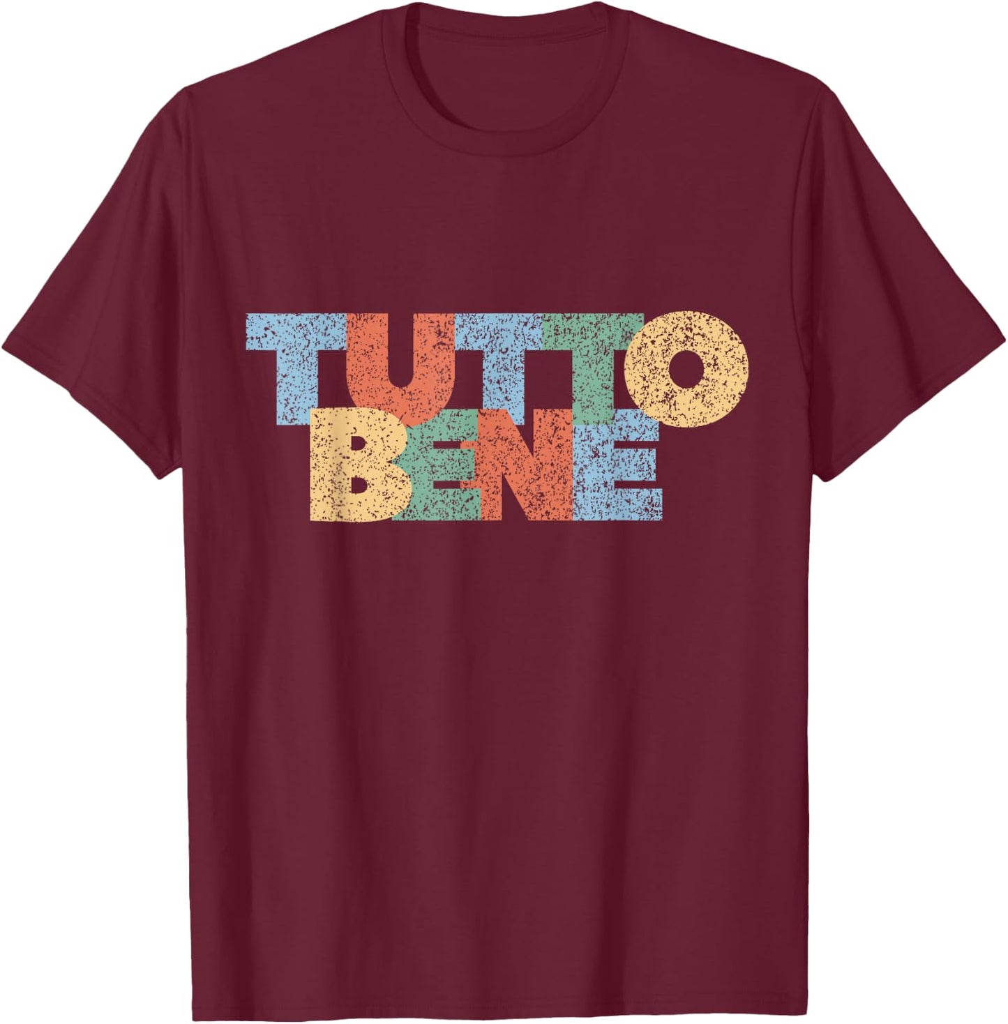 Alles Gut Tutto Bene Modern Colourful Rainbow Italy Saying , black, s T-Shirt - T-Shirt | Maroon