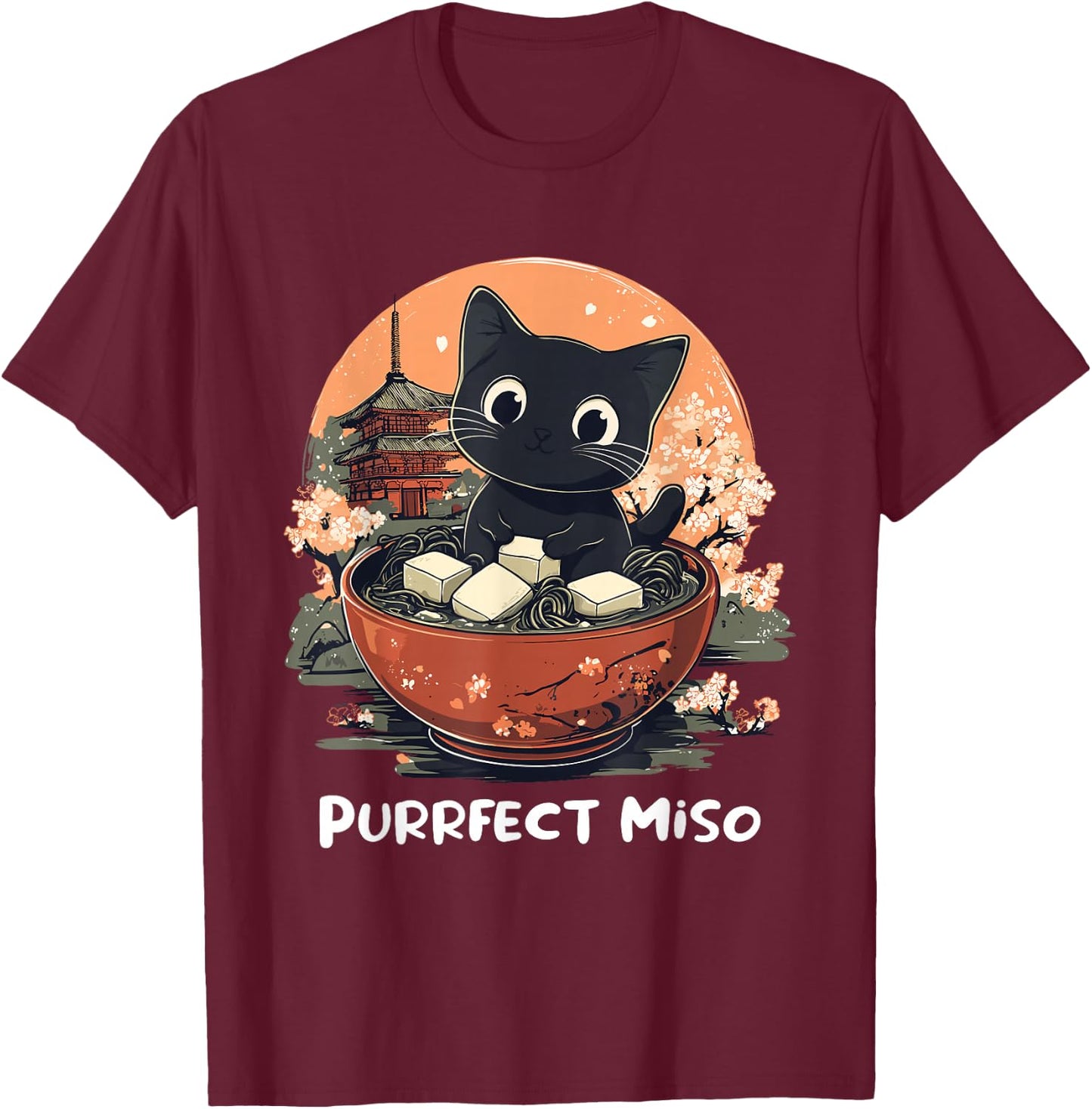 Cute Cat Lover Design Miso Soup Funny Cat T-Shirt - T-Shirt | Maroon