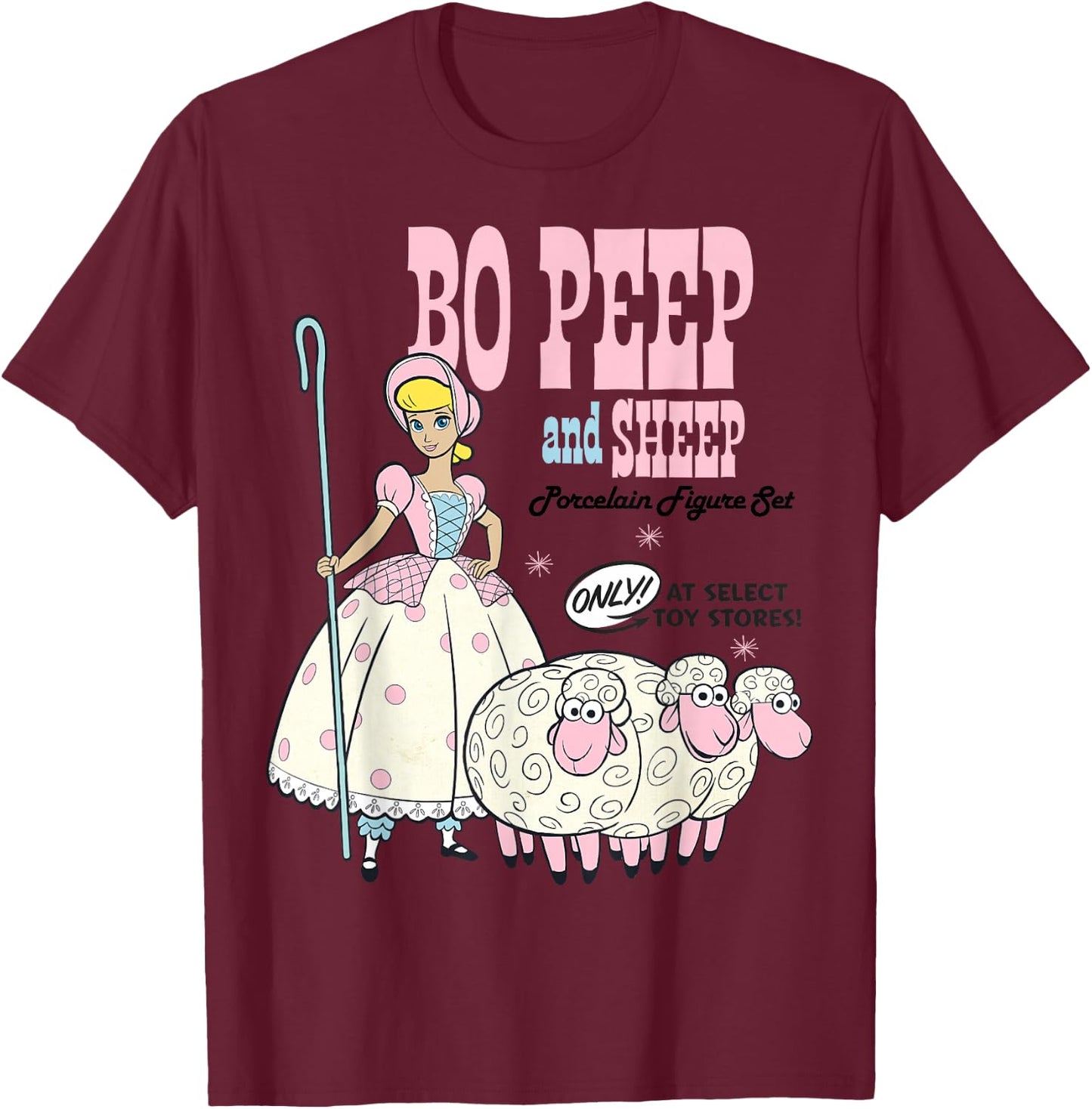 Disney Pixar Toy Story 4 Bo Peep and Sheep Advertisement T-Shirt - T-Shirt | Maroon