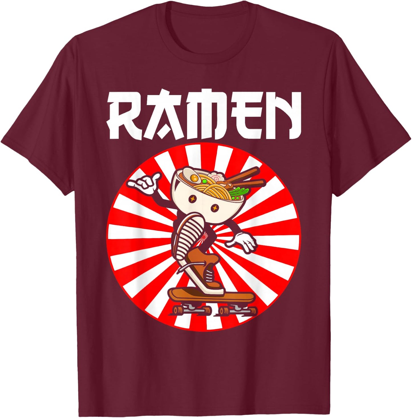 Cute Ramen Skater Kawaii Anime Skateboard Lover Teens T-Shirt - T-Shirt | Maroon