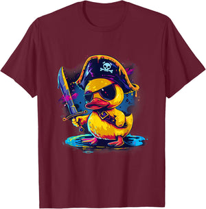 Rubber Duck Pirate Rubber Duckling Artwork Funny Rubber Duck T-Shirt - T-Shirt | Maroon