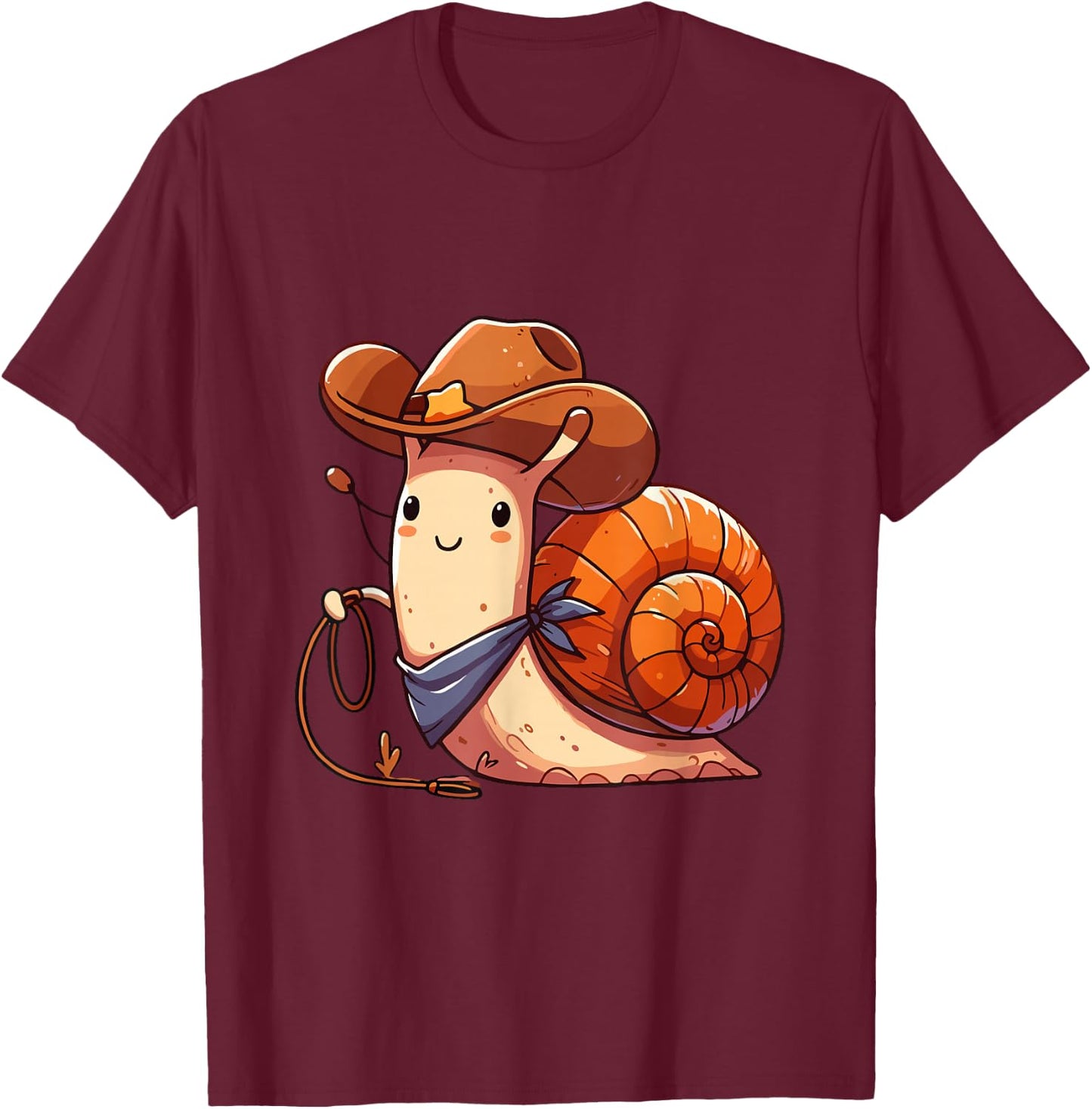 Western Rodeo Cowboy Outfit Hat Snail Texas Animals T-Shirt - T-Shirt | Maroon