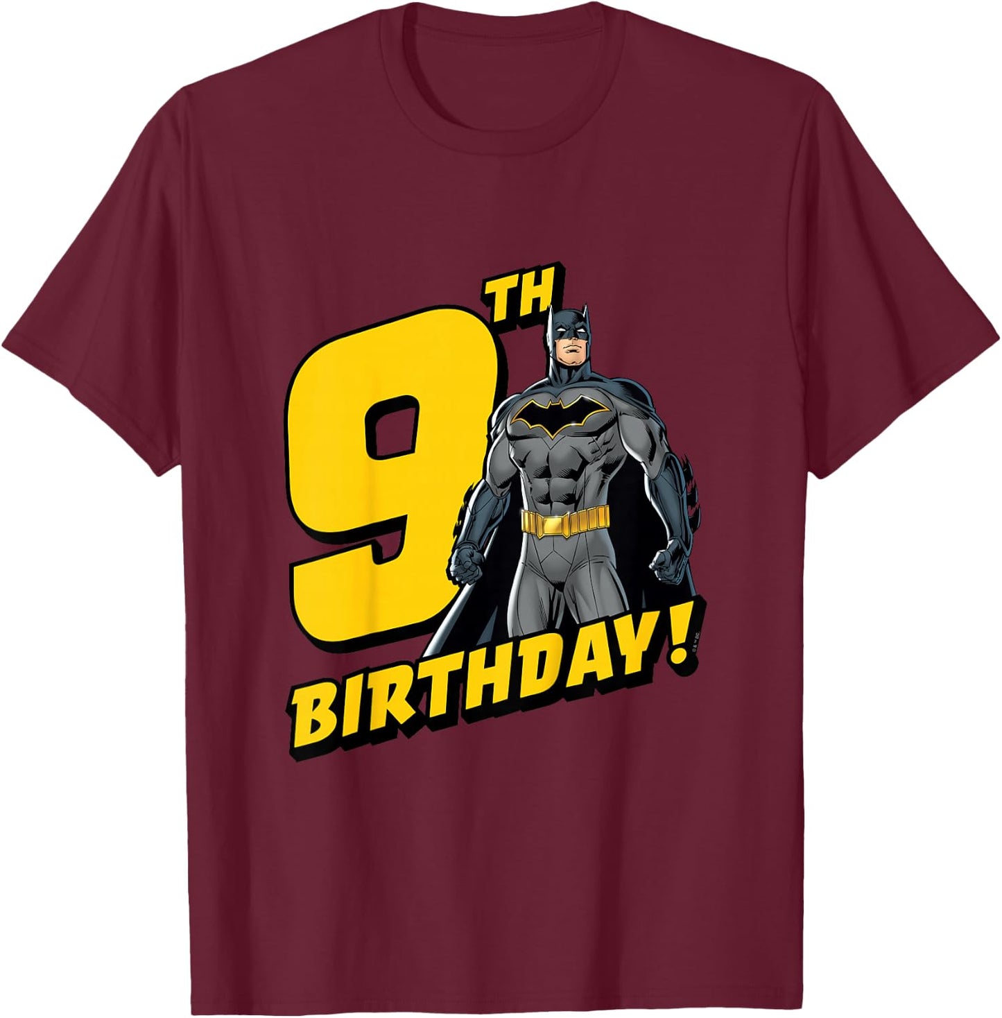 Kids Batman 9th Birthday T-Shirt - T-Shirt | Maroon