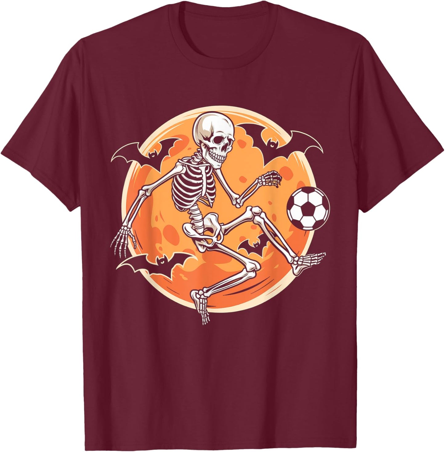 Soccer Skeleton Halloween Men Boys Soccer Player Funny T-Shirt - T-Shirt | Maroon