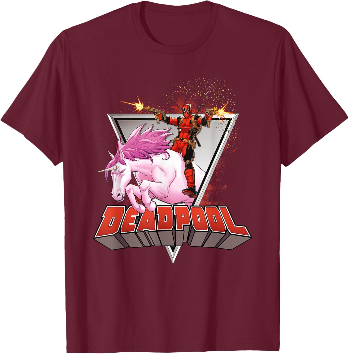 Deadpool Rides a Unicorn T-Shirt - T-Shirt | Maroon