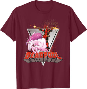Deadpool Rides a Unicorn T-Shirt - T-Shirt | Maroon