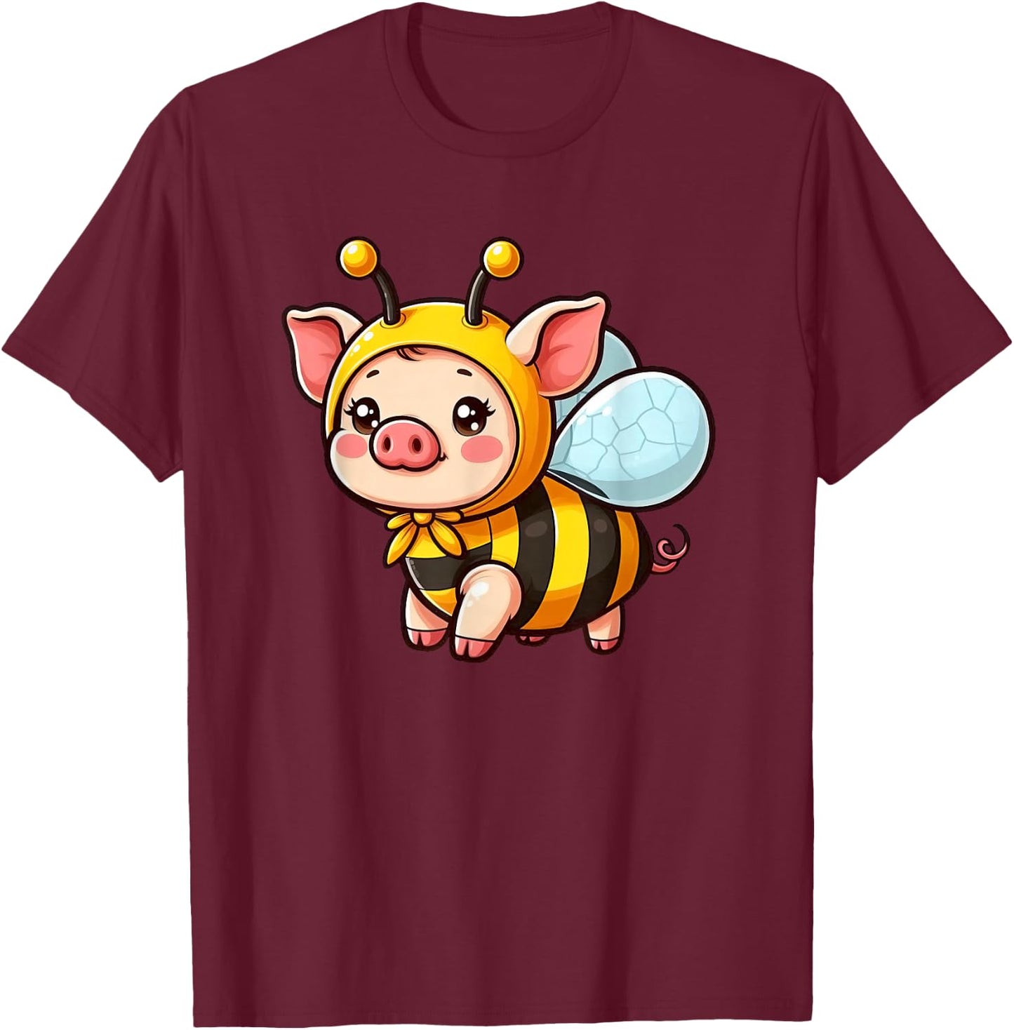 Mini Pig Bee Pet Funny Animal T-Shirt - T-Shirt | Maroon
