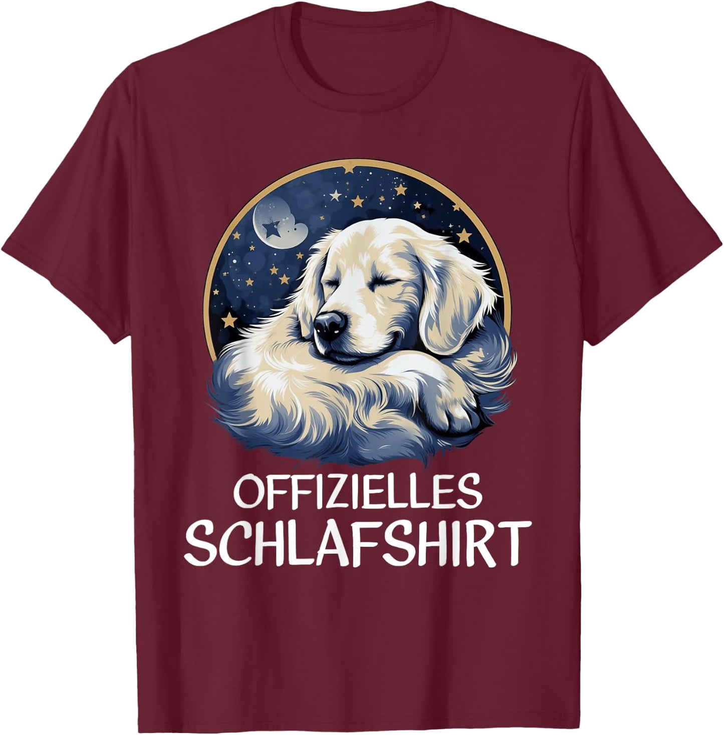 Official Sleep Shirt Golden Retriever Nightdress Pyjamas , black T-Shirt - T-Shirt | Maroon