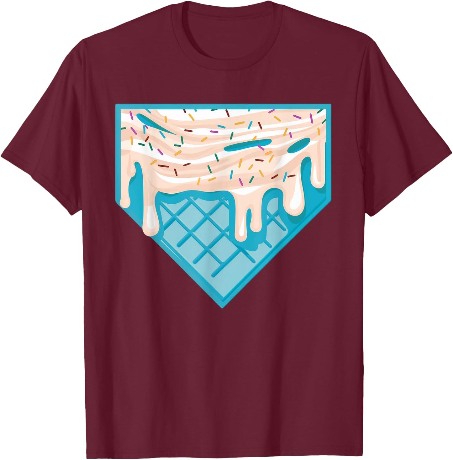 Funny Home Plate Drip - Ice Cream Softball & Baseball T-Shirt - T-Shirt | Maroon