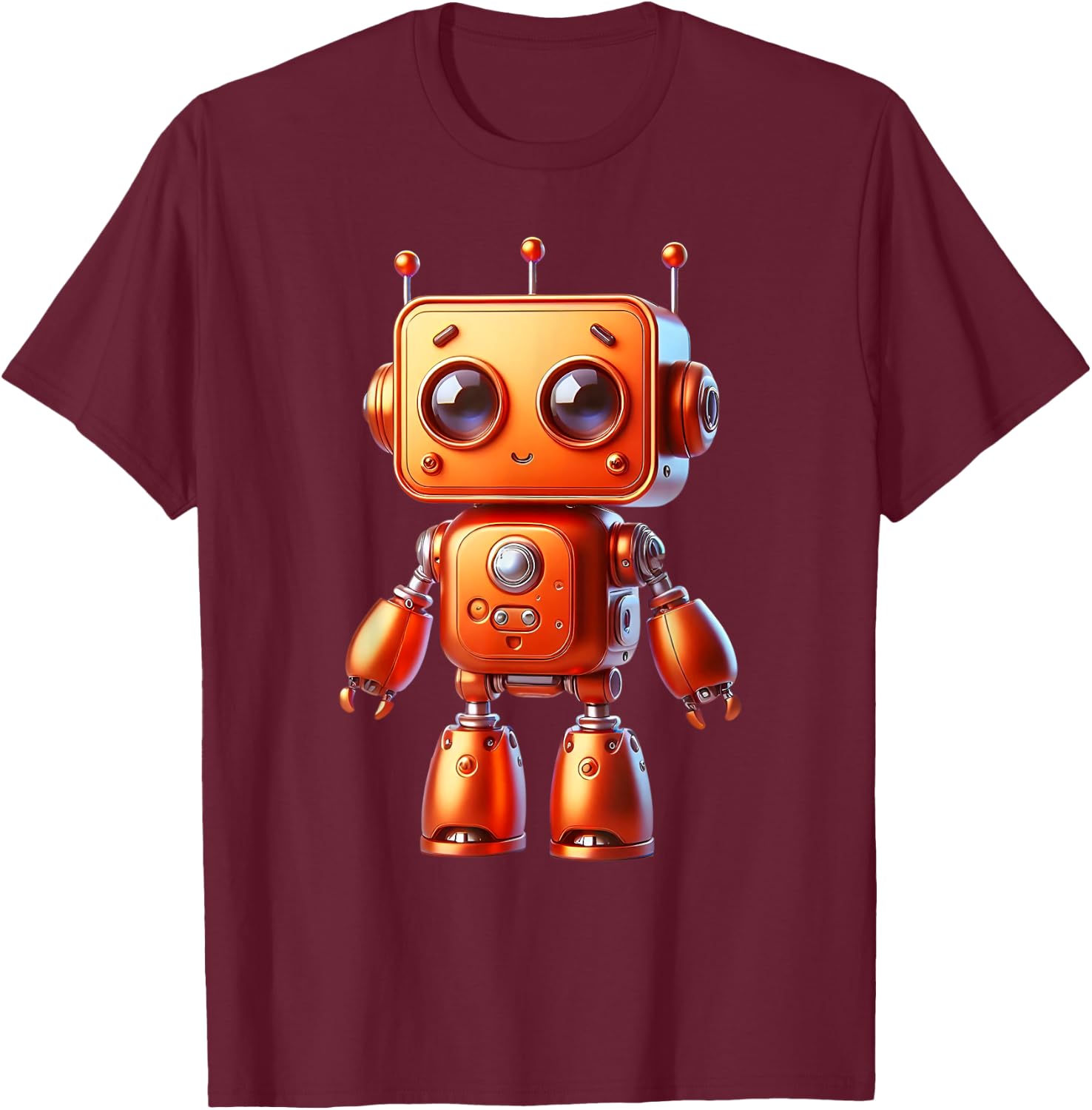 Retro Orange Robot Robotic ROBOT Art Science & Math Boy T-Shirt - T-Shirt | Maroon