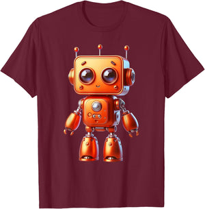 Retro Orange Robot Robotic ROBOT Art Science & Math Boy T-Shirt - T-Shirt | Maroon