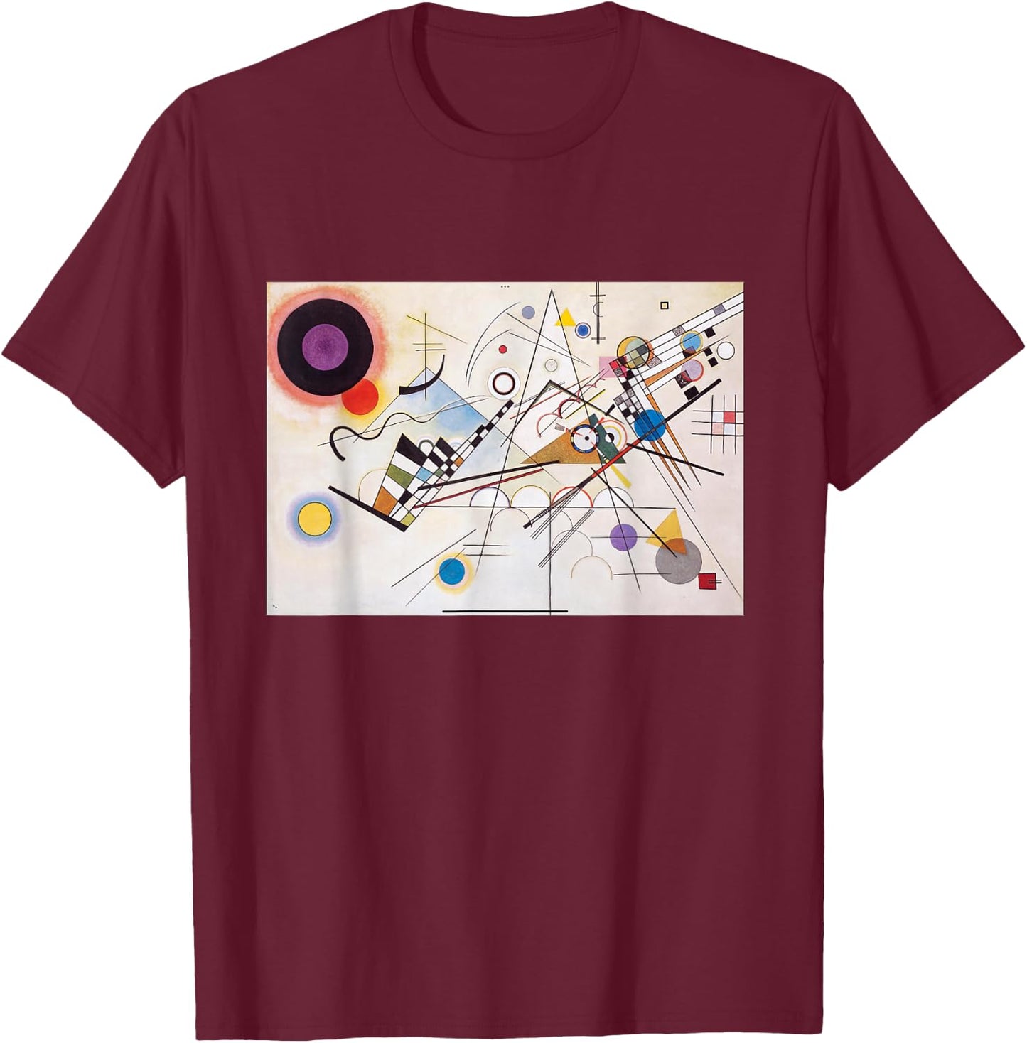 Composition of Kandinsky 8 , Black, S T-Shirt - T-Shirt | Maroon