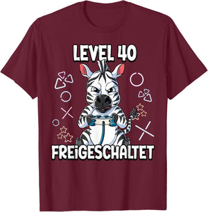Level 40 Freigeschaltet 40 Jahre 40. Geburtstag Gaming T-Shirt - T-Shirt | Maroon