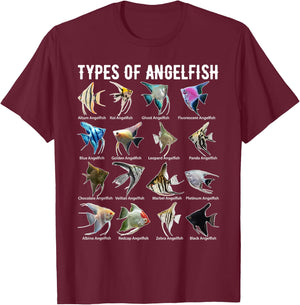 Types of Angelfish Shirt Angel Fish Fresh Water Aquarium T-Shirt - T-Shirt | Maroon