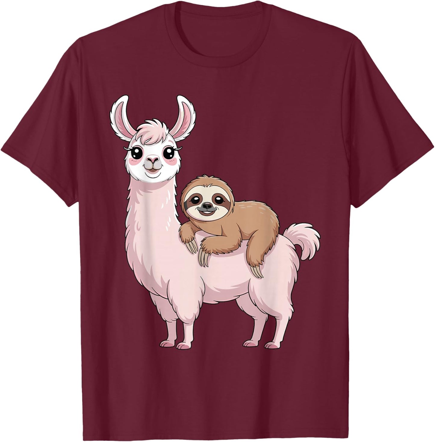 Sloth Riding Llama Funny Llama Women Kids T-Shirt - T-Shirt | Maroon