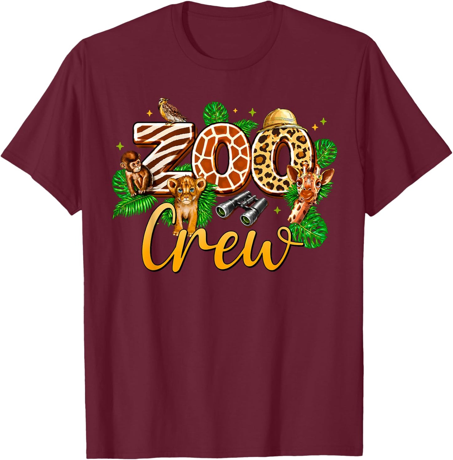 Zoo Crew Safari Wildlife Animal Zoo Keeper Matching Kids T-Shirt - T-Shirt | Maroon