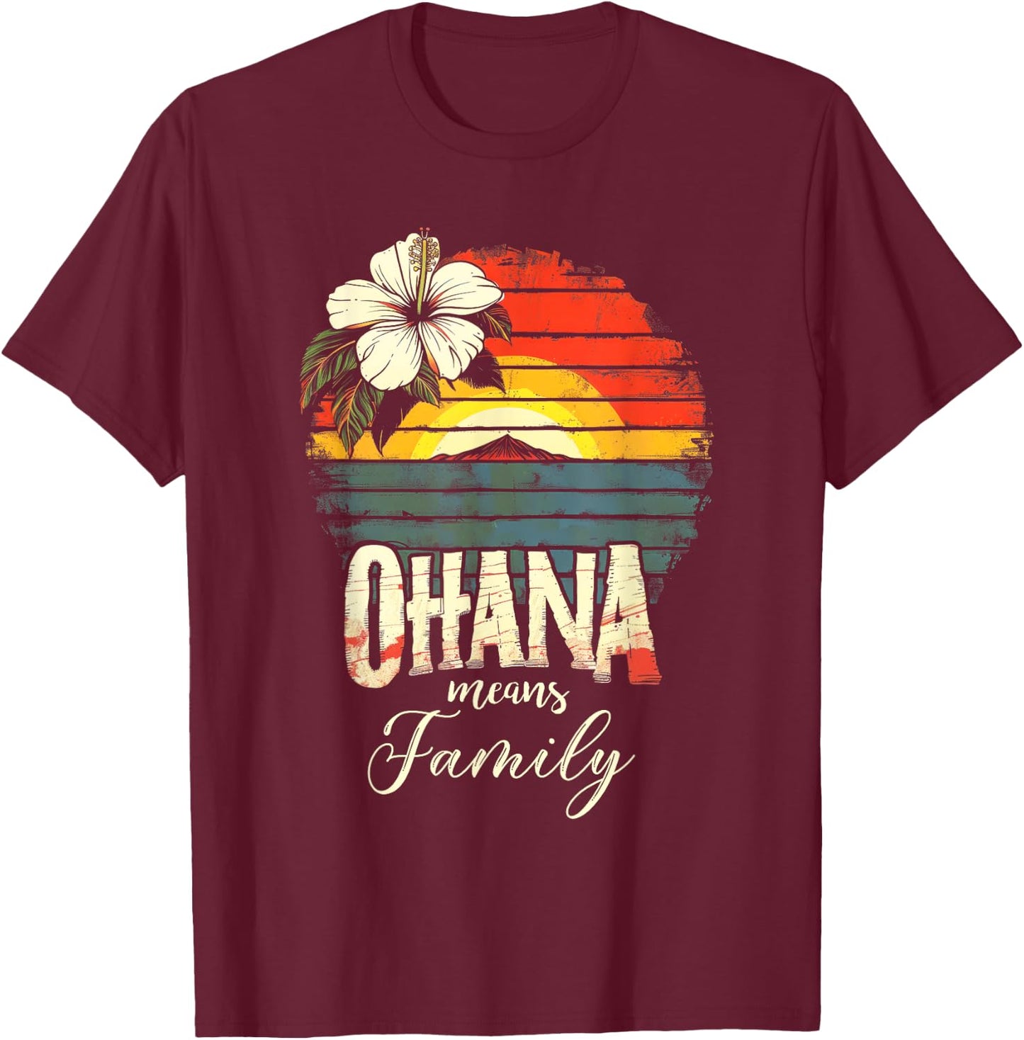 Ohana Means Family Hawaii Sommer Palmen Beach T-Shirt - T-Shirt | Maroon