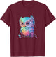 Bunte Eule mit großen Augen T-Shirt - T-Shirt | Maroon
