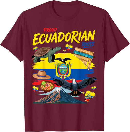Ecuadorian Roots Outfit Idea Ecuador Flag Themed T-Shirt - T-Shirt | Maroon