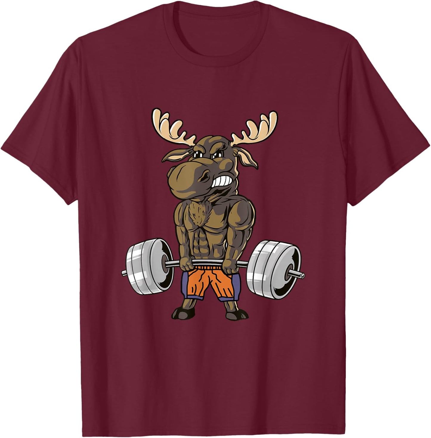 Funny Deadlift Moose Weightlifting Gym Humor T-Shirt - T-Shirt | Maroon