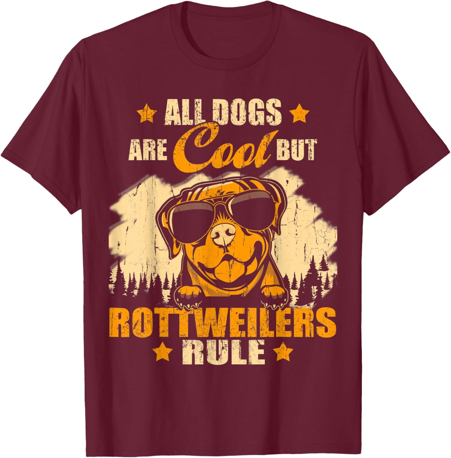 All Dogs Are Cool But Rottweilers Rule Funny Christmas T-Shirt - T-Shirt | Maroon